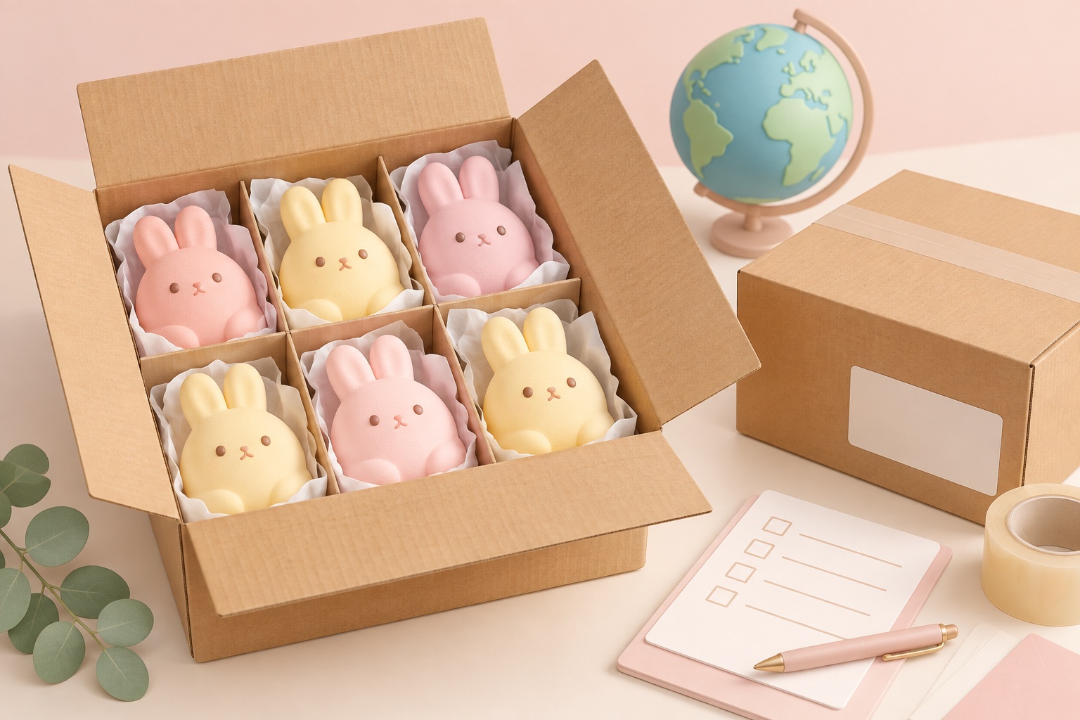 Concept illustration: Packaging & Export Coordination — not a photograph of DOOMI facilities
